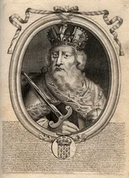 Karel Veliký (Charles I dit le Grand, Carolus Magnus, 742-814), král Franků - Karel Veliký (Carolus Magnus, Karel Veliký) (747-814) Král Franků a křesťanský císař Západu - rytina z 