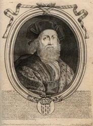 Dynastie Merovejců: Portrét Childerica III. (714-755) Král Franků - CHILDERIC III († 754) Král Franků, 741-751, a poslední z Merovejců - rytina z 
