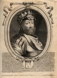 Portrét Childerica I., krále Salianských franků (436-481) - CHILDERIC I Král Salianských Franků - rytina z 
