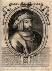 Portrét Clotaire (Clothaire) II (584 - 628), krále Neustrije a krále Franků - Clotaire nebo Chlotar II († 629) Král Franků - rytina z 