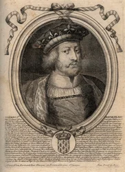 Portrét Thierryho III. (asi 657-691), krále Franků z Neustrije (673-675) a krále všech Franků (679-691) Na knize je napsáno "" Thierry I """, ale je to omyl - Theuderic III (Theuderich, Theoderic, Theodorich), král Neustrije (673-675) a