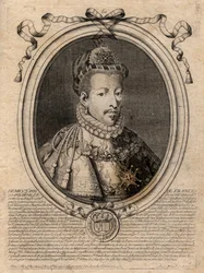 Portrét francouzského krále Jindřicha III. (1551-1589) - Portrét francouzského krále Jindřicha III. (1551-89) - rytina z 