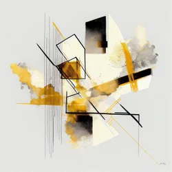 Abstraktní geometrické tvary, akvarel, tisk na přání