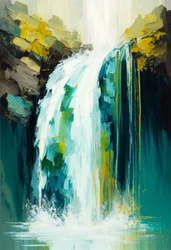 Abstraktní příroda a krajina, malba vodopádů, nástěnné umění | Obrazy na plátně
