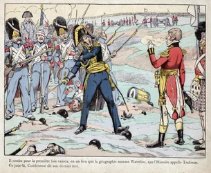 První císařství: zobrazení generála Pierra Cambronna (1770-1842), který v bitvě u Waterloo pronáší „Garda umírá, ale nevzdává se“