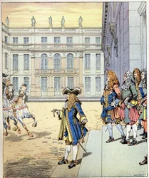 Skoro jsem čekal! slova francouzského krále Ludvíka XIV. řekla, že král Soleil (1638-1715) promluvil před zámkem ve Versailles, když jeho mršiny dorazily v přesný čas. Ilustrace Job (Jacques Marie Gaston Onfray a Breville) (Jacques-Marie)