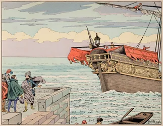 Ilustrace z knihy “”Le bon roy Henri””, ilustroval Jacques Marie Gaston Onfray de Breville dit JOB (1858-1931): Henri IV. odmítá radu k útěku do Anglie - Soukromá sbírka