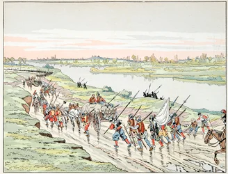 Ilustrace převzatá z knihy „“Le bon roy Henri””, ilustrovaná Jacquesem Marie Gaston Onfray de Breville dit JOB (1858-1931): Henri IV je o Paříži - Soukromá sbírka