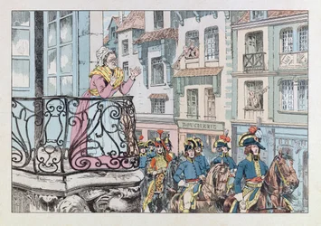 Jacques Marie Gaston Onfray de Breville dit JOB (1858 - 1931); Ilustrace z knihy „Les epees de France“: Generál Louis Lazare Hoche (1768-1797) v čele svých jednotek; Coll, Part