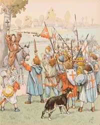 Jacques Marie Gaston Onfroy de Breville dit JOB (1858-1931) - Dětská křížová výprava v Jeruzalémě v roce 1212, soukromá sbírka