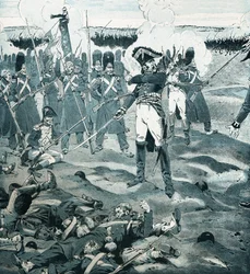 Stráž zemřela, ale nereagovala na generála Cambronna (1770-1842), který velel poslednímu náměstí Garde, zatímco nepřítel požádal francouzskou armádu, aby se vzdala bitvě u Waterloo dne 18. června 1815. Ilustrace Job (Jacques Marie Gaston Onfray a Brevi