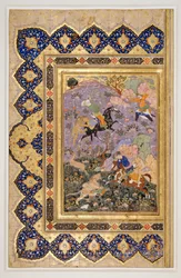 Lov divokých zvířat, asi 1540 (tuš, kvaš a zlato)